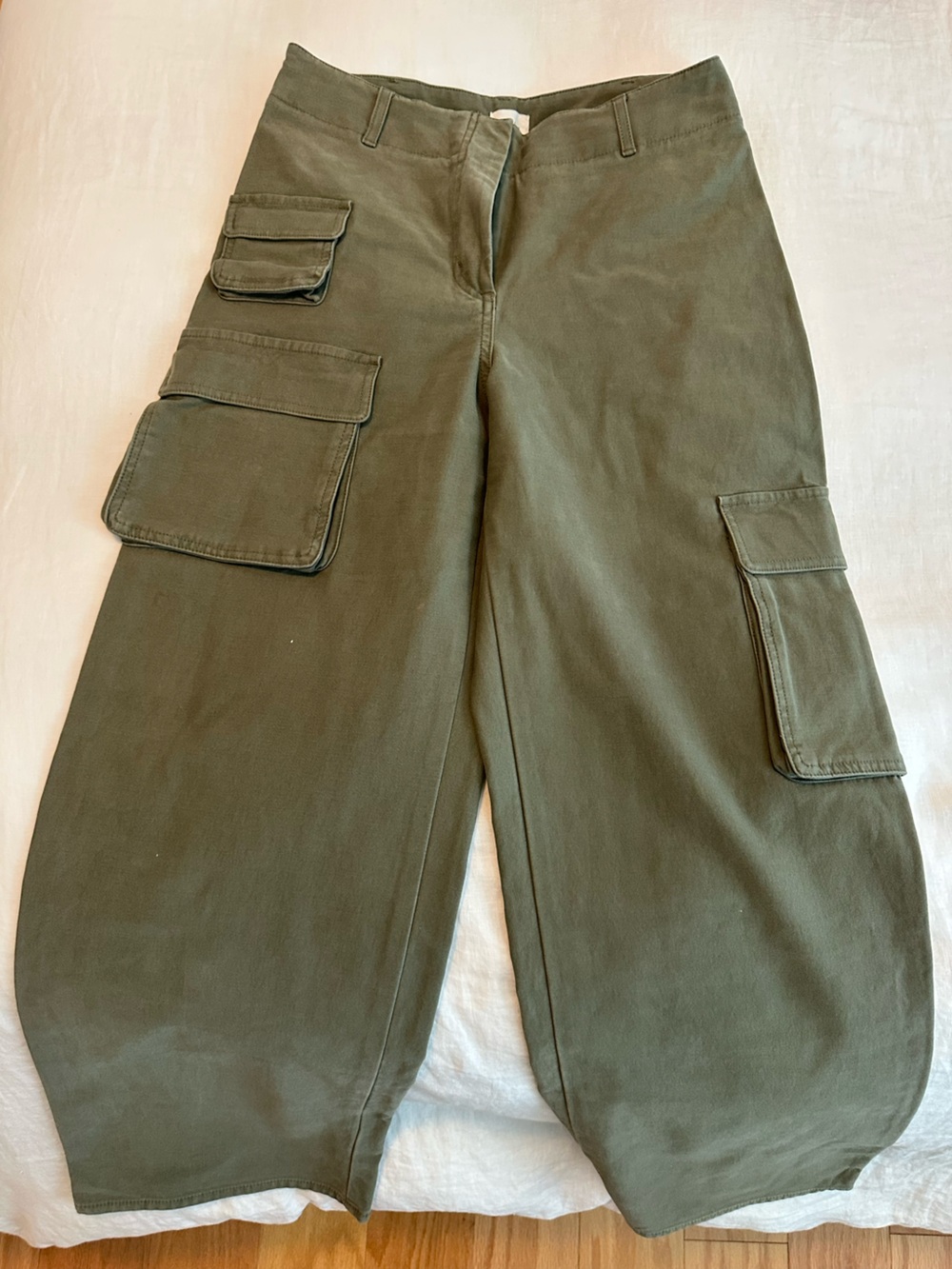 Aritzia Wilfred Olive Green Cargo Pants with Multiple Pockets